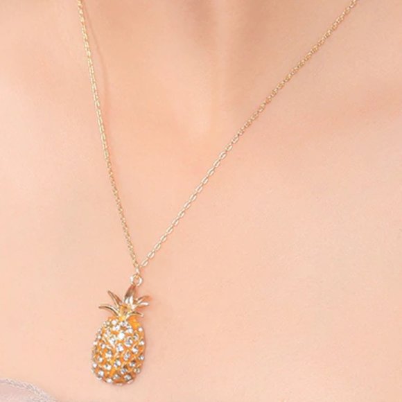 NWT Pineapple tree crystal necklace 17+" - Picture 2 of 6
